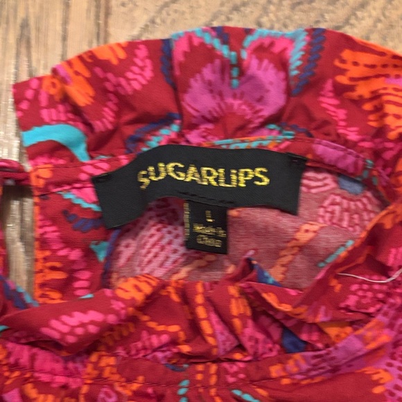 Sugarlips Red and Pink Ruffle Top - Picture 2 of 4
